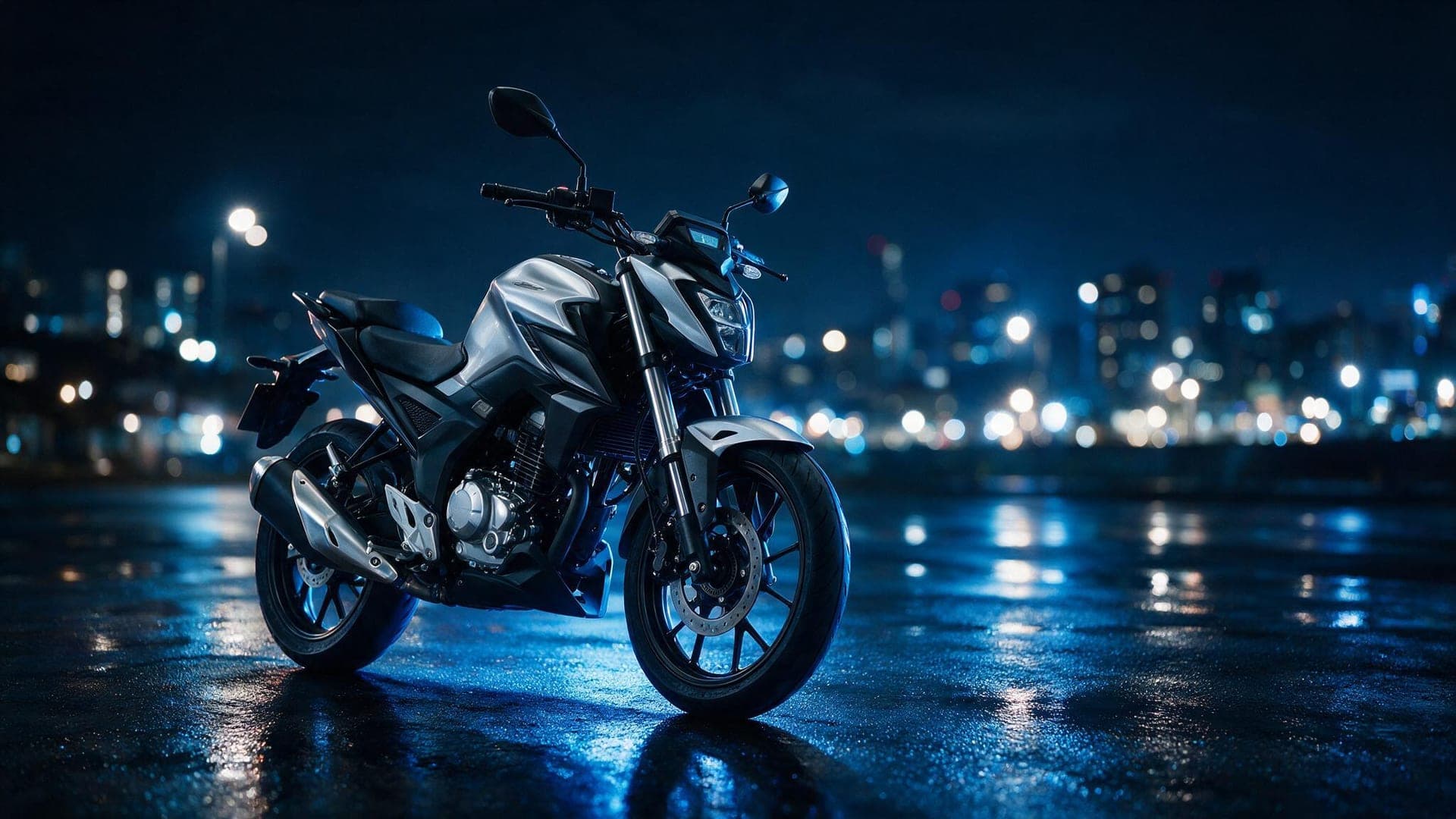 Motocicleta estacionada em rua urbana